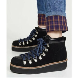 Free People NWOT Durango Black Lace Up Suede Hiker Boots Size 6 US Platform